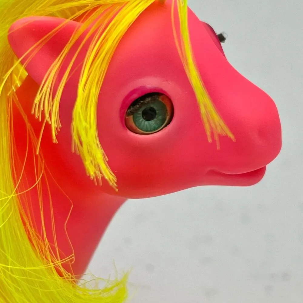 Vintage G1 My Little Pony Baby Shady BBE Pink Yellow w/ Accessories Hasbro 1986